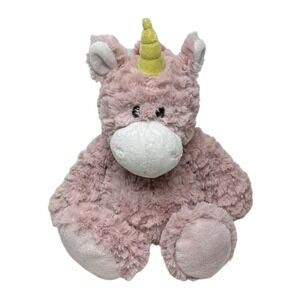 Nat & Jules Pink Unicorn Push Soft Toy Lovey Stuffed Animal Sitting Demdaco